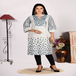 Aqua Mint Cotton Printed Kurti